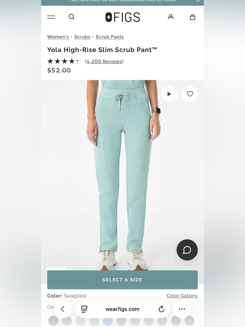 FIGS Women's Seaglass Straight-Leg Scrub Pants